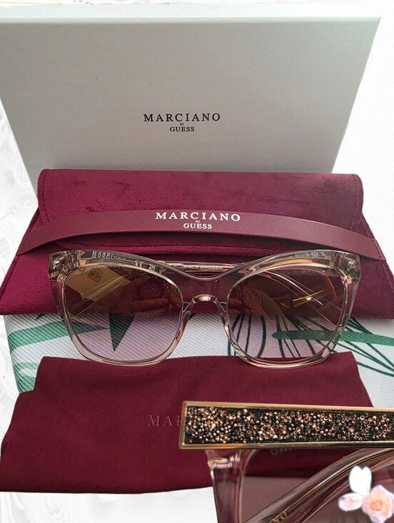 NWT Marciano Guess GM0805 Crystal Temple Sunglasses Champagne Gradient main image 9